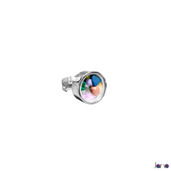 anillo en plata con piedras naturales del siete-chacras janojoyas