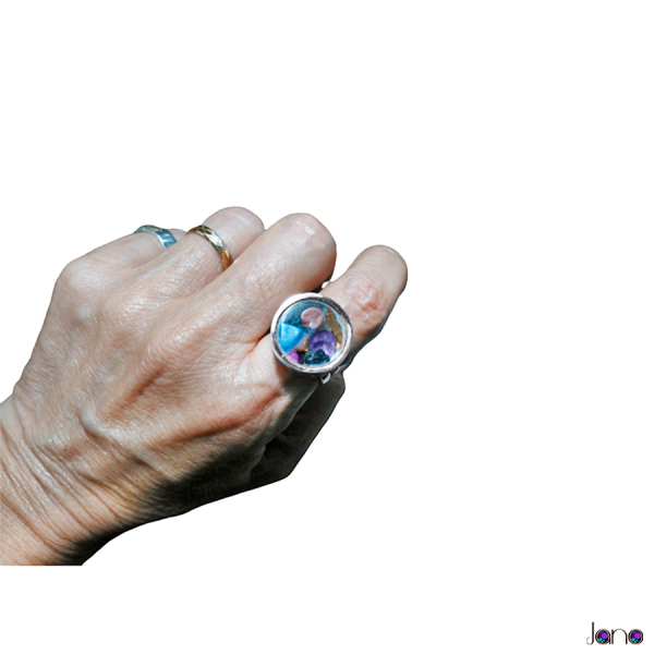 anillo en plata con piedras naturales del siete-chacras janojoyas