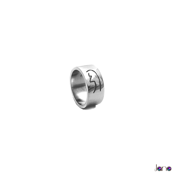 anillo con símbolos del reiki en plata 925