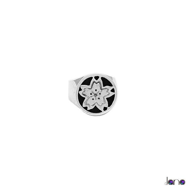 anillo-sello-flor-sakura-plata