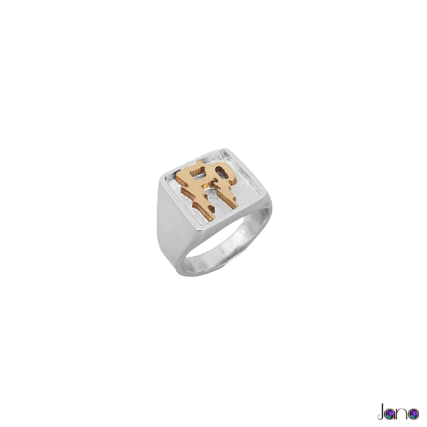 Anillo sello personalizado inspirado en Harry Potter en Plata 925 con iniciales en oricalco – Joya artesanal hecha a mano